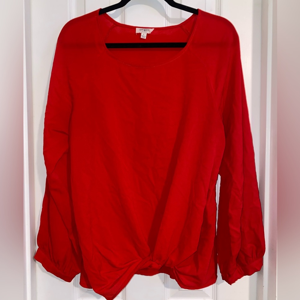 Umgee Vibrant Red Long Sleeve Top